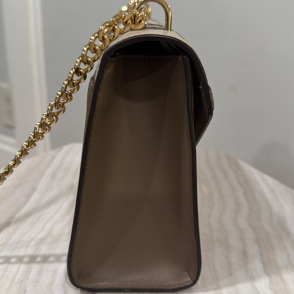 Michael Kors Bag Leather Jetset Signature Gold Chain with Chevron Design - Picture 5 of 17
